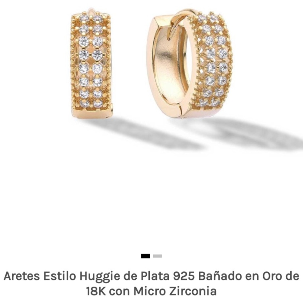 18K Gold Plated 925 Silver Huggie Style Earrings with Micro Zirconia